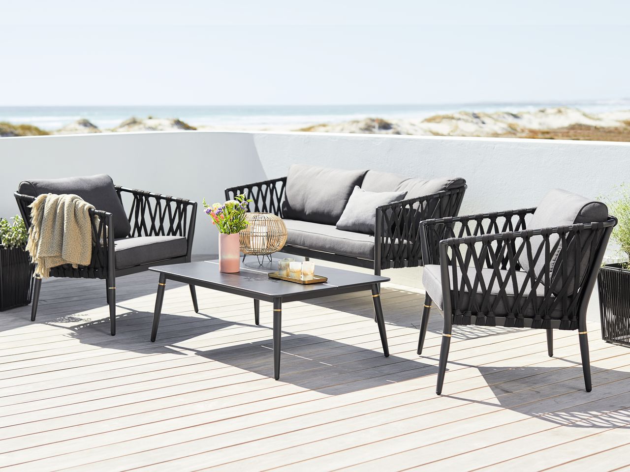 Loungeset HOLTE 4 persoons zwart JYSK