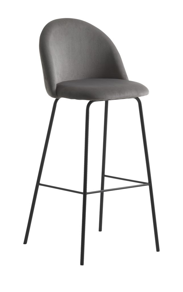 Bar stool GRINDSTED velvet grey/black JYSK
