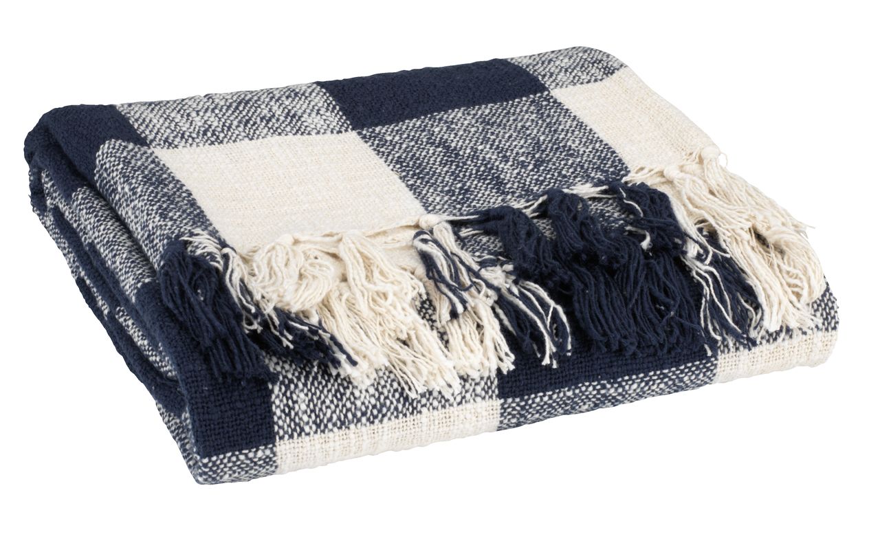 Plaid STORFRYTLE 130x170 blå/hvid JYSK