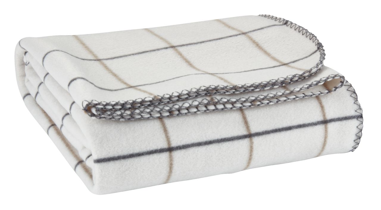 Throw KASTANJ 130x170 fleece white/grey JYSK
