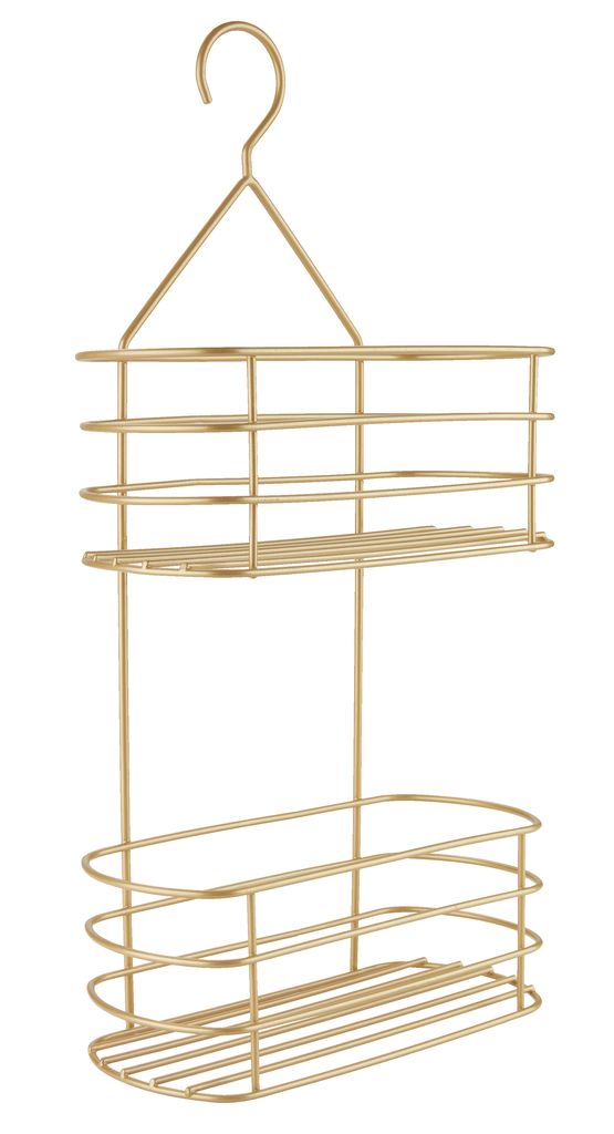 Shelf ALSTER with 2 shelves brass JYSK