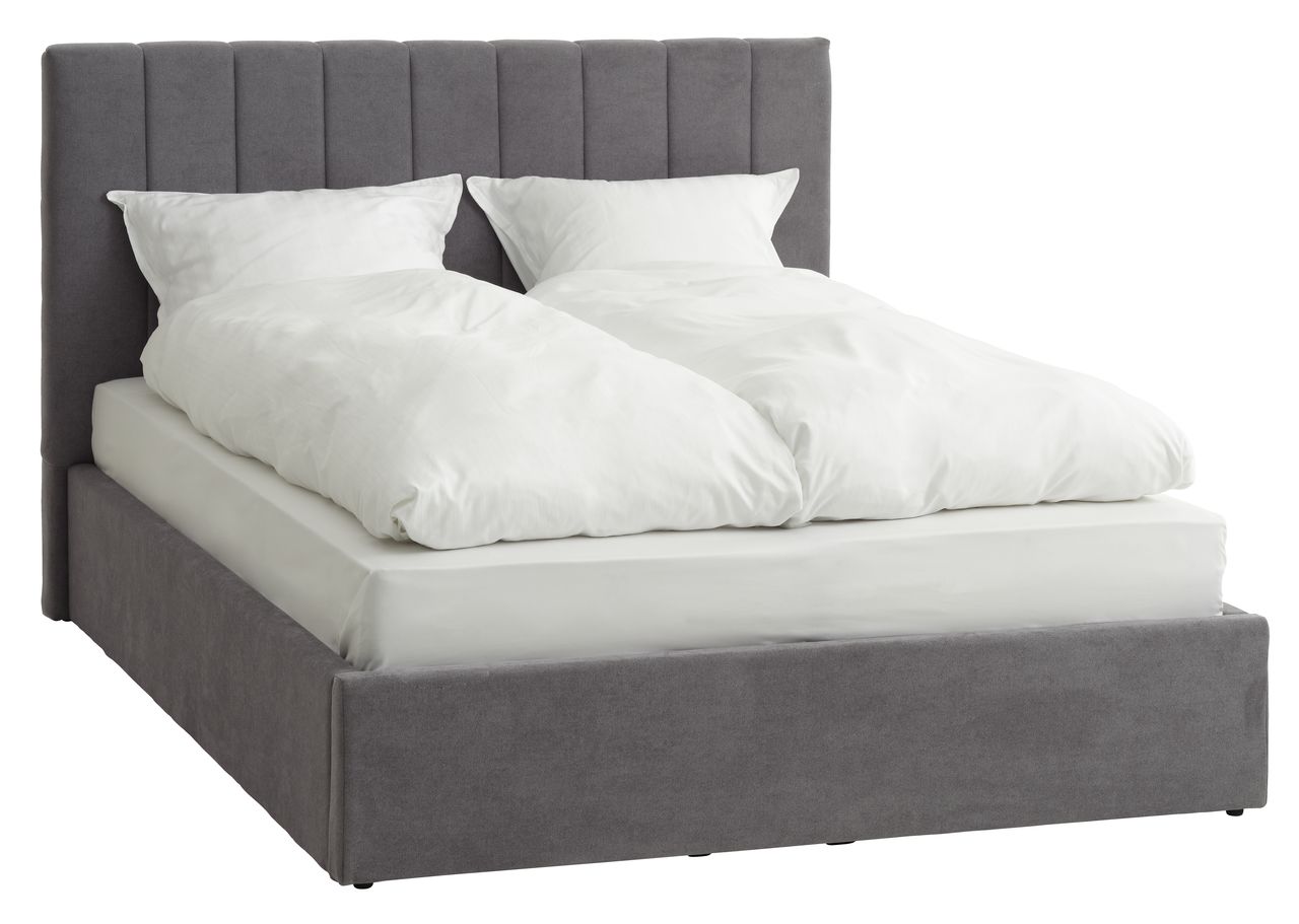 Letto AGERFELD 140x200 tessuto grigio scuro