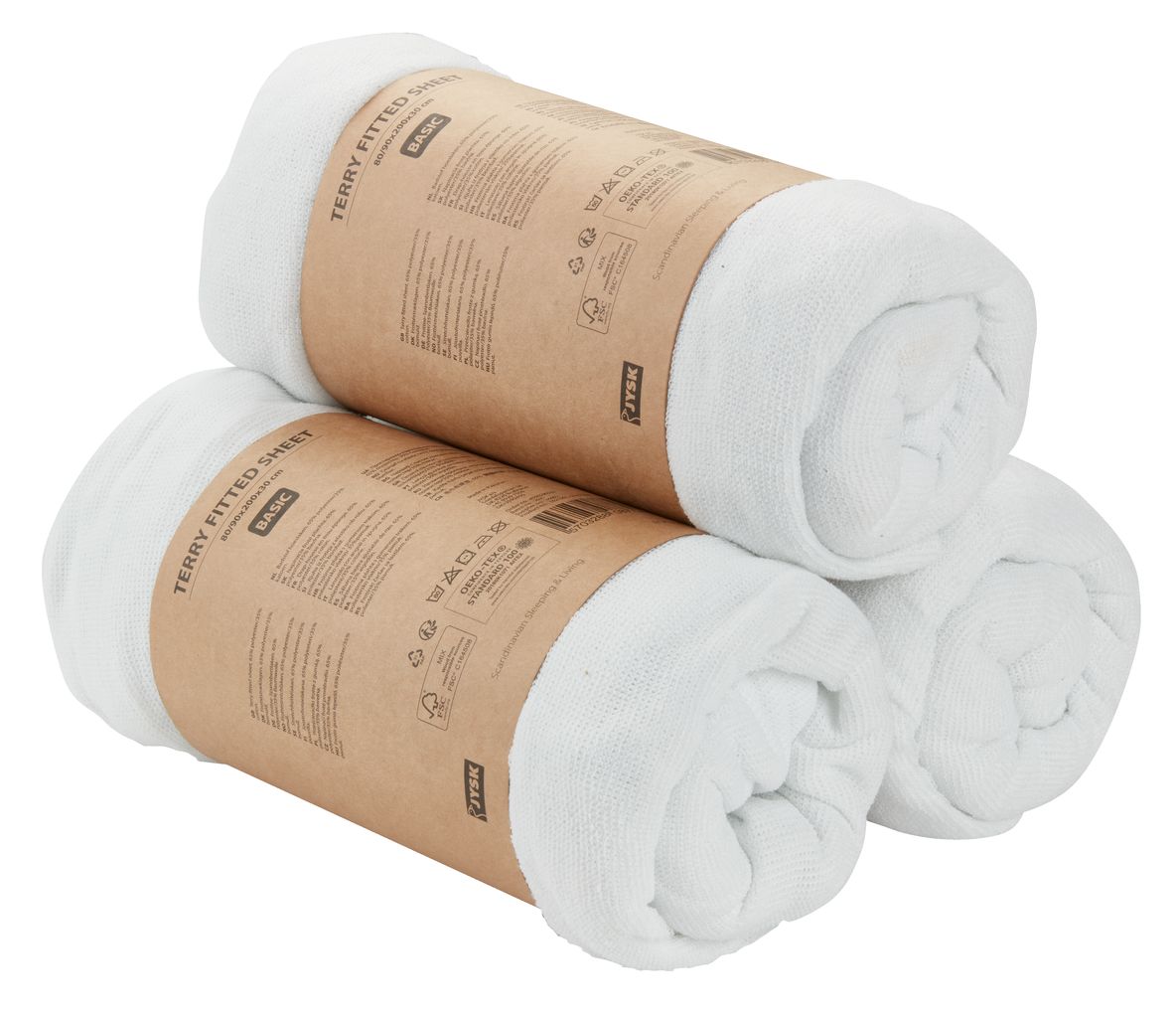 Hoeslaken badstof 160x200x30 wit JYSK