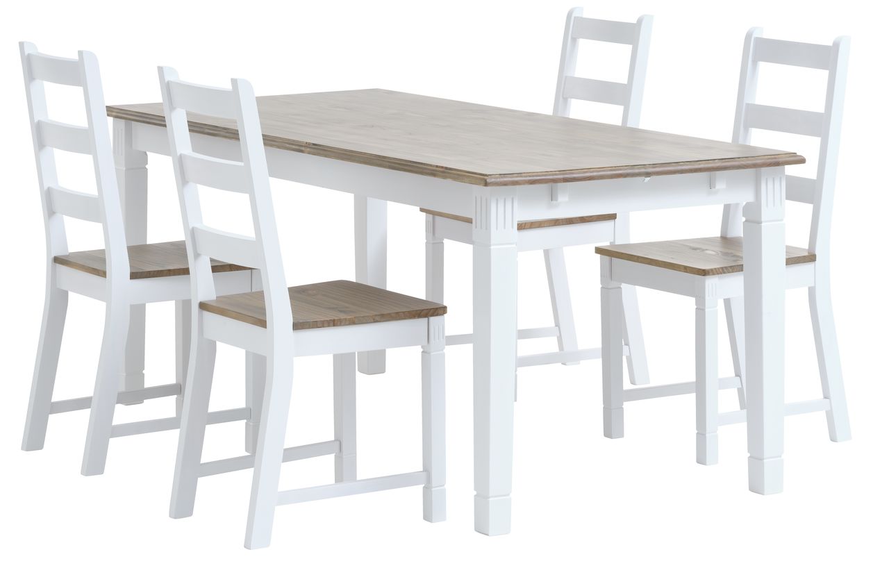 VILSTED L180 Tisch + 4 VILSTED Stühle weiß/braun JYSK