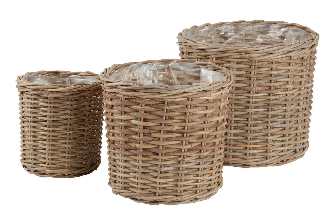 Planter basket SANSEBIE D40/33/25 kubu natural 3pcs/set | JYSK