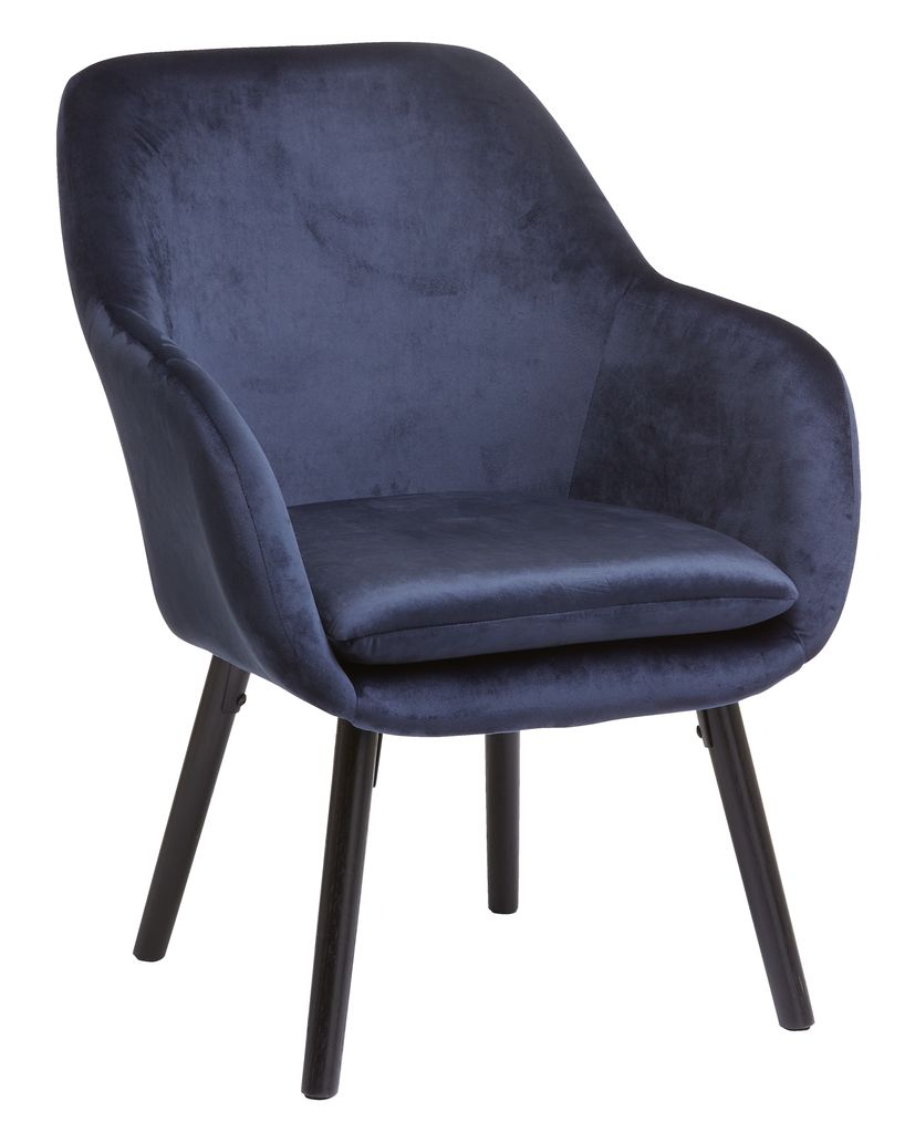 Armchair UDSBJERG blue velvet/black | JYSK