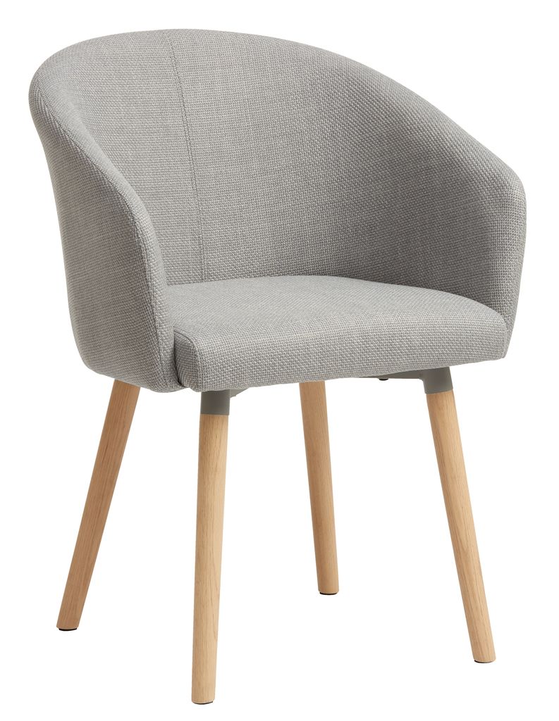 Sedie scandinave in tessuto grigio chiaro e legno massello chiaro