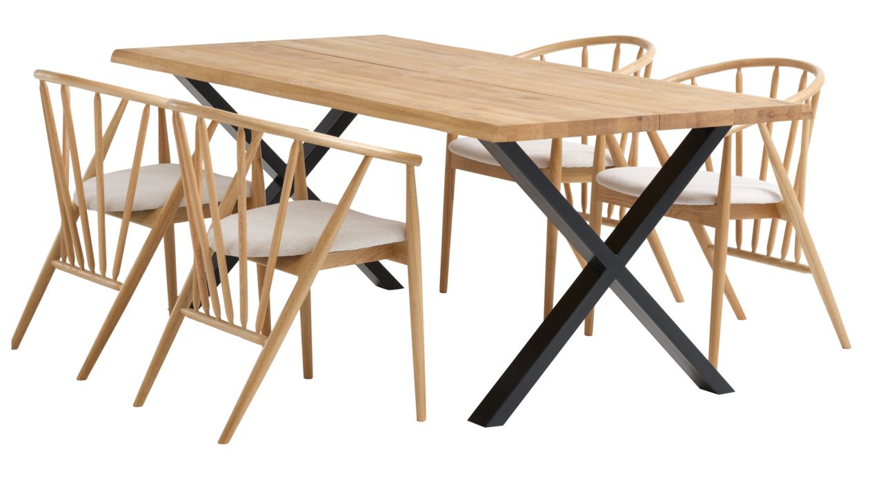 ROSKILDE D200 naturalny dąb + 4 naturalny dąb/krem JYSK