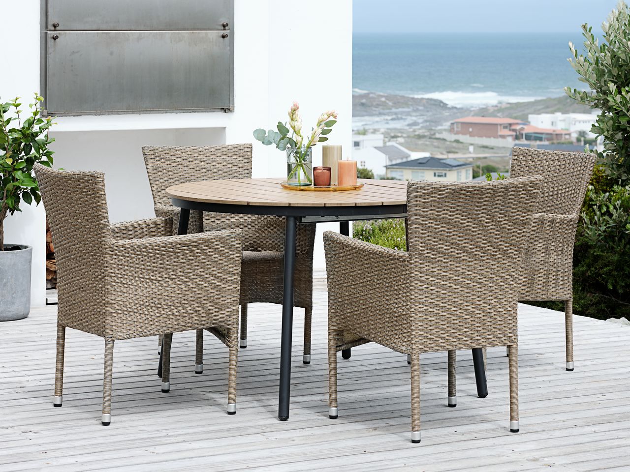 TAGEHOLM L120/170 table natural + 4 AIDT chair natural JYSK