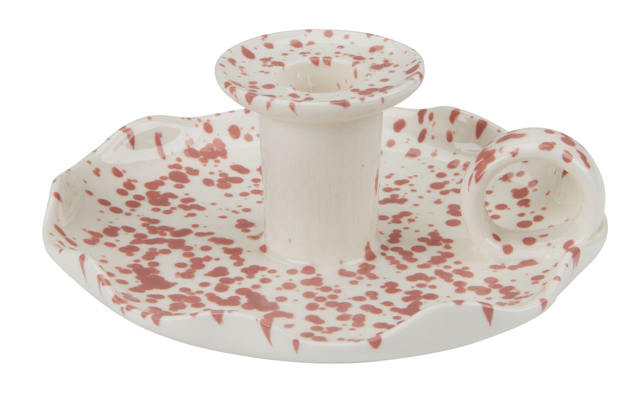 Candlestick REIDAR D14xH6cm white/rose JYSK