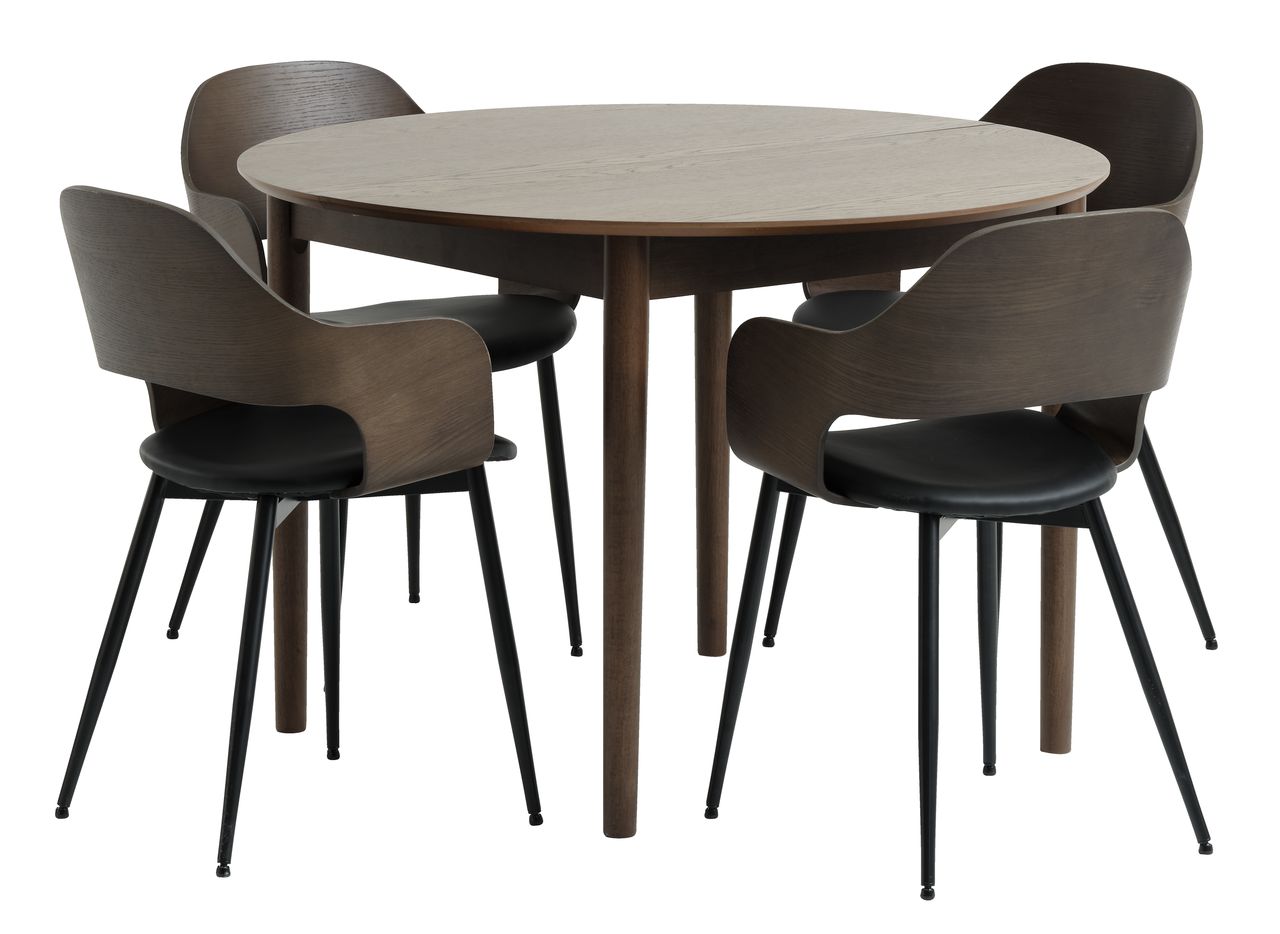 Marstrand D110 Table Dark Oak+4 Hvidovre Chairs Dark Oak 