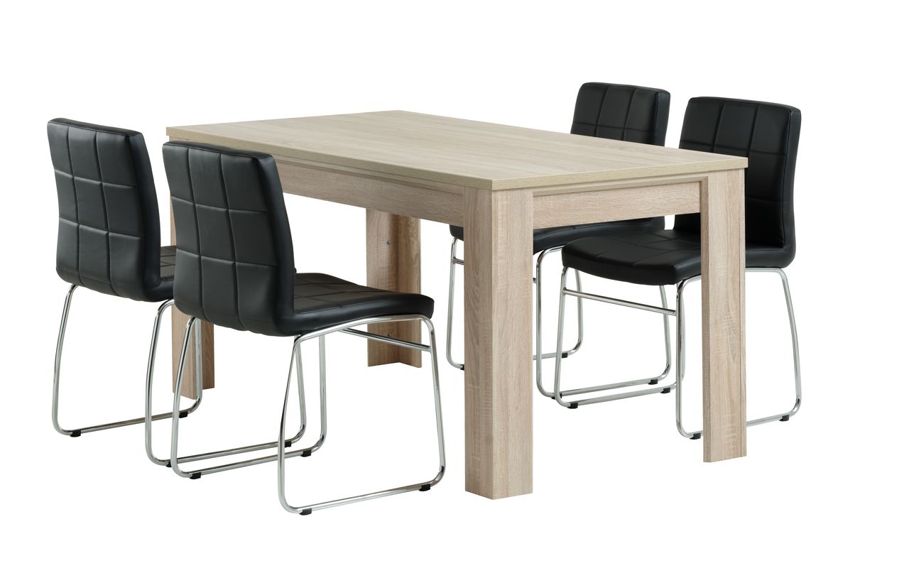HASLUND L160 table oak + 4 HAMMEL chairs black JYSK