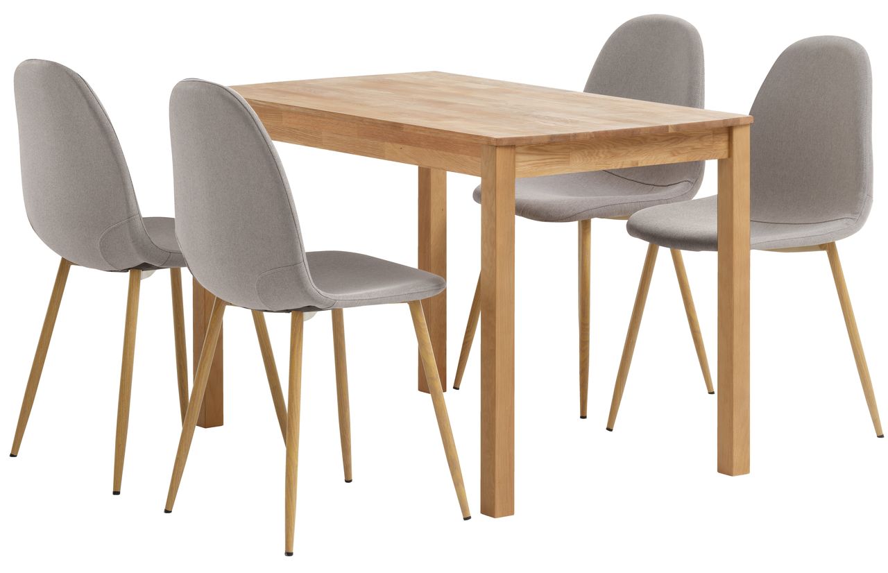 JEGERUP L115 Tisch Eiche + 4 TINGLEV Stühle grau/Eiche JYSK