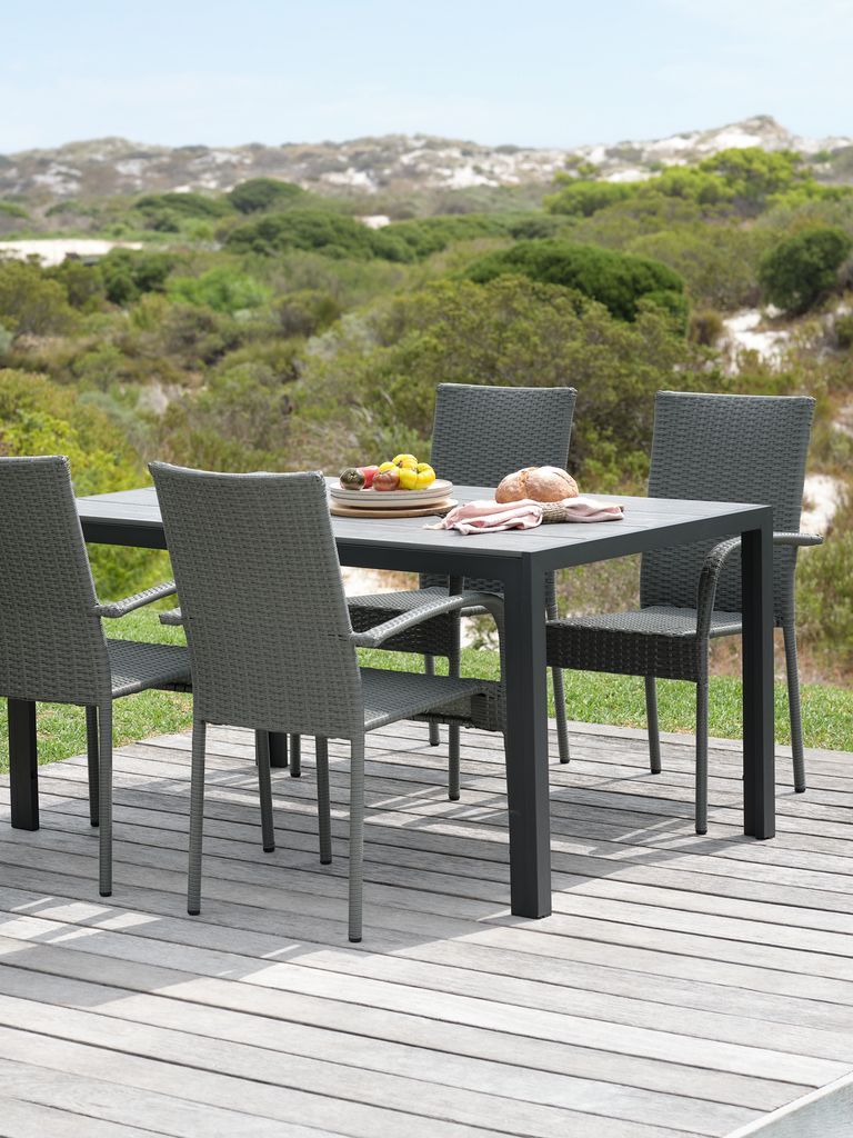 PINDSTRUP L150 table + 4 GUDHJEM chair grey JYSK