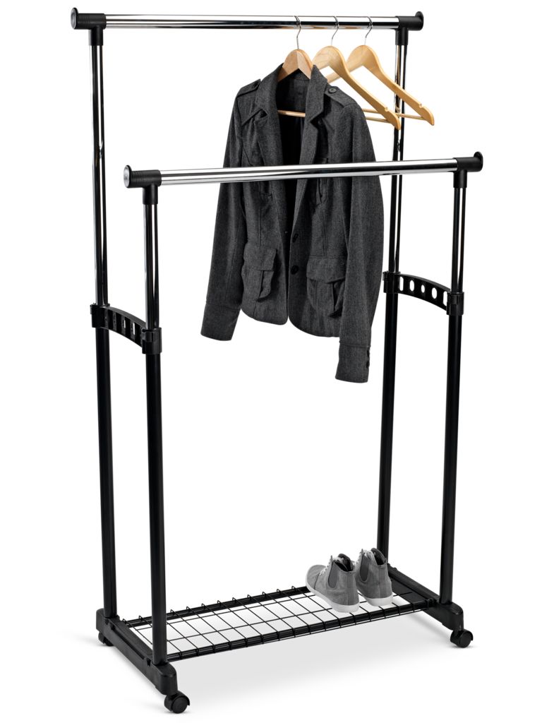 Double coat rack black silver