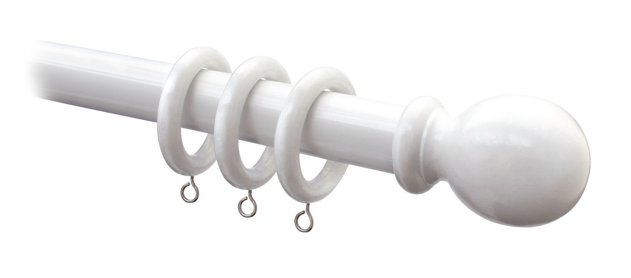 Curtain pole wood 300 cm 28mm white JYSK