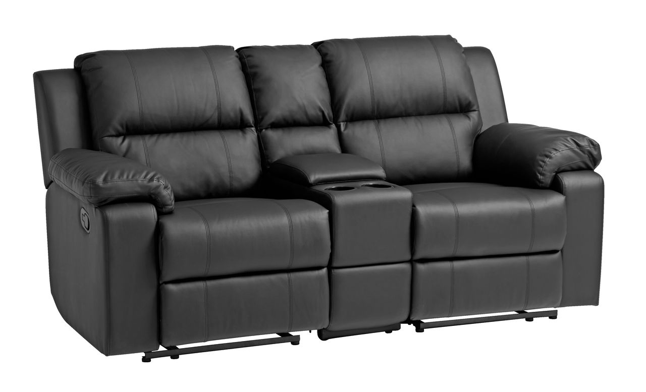 Recliner sofa BATUM svart imitert skinn JYSK