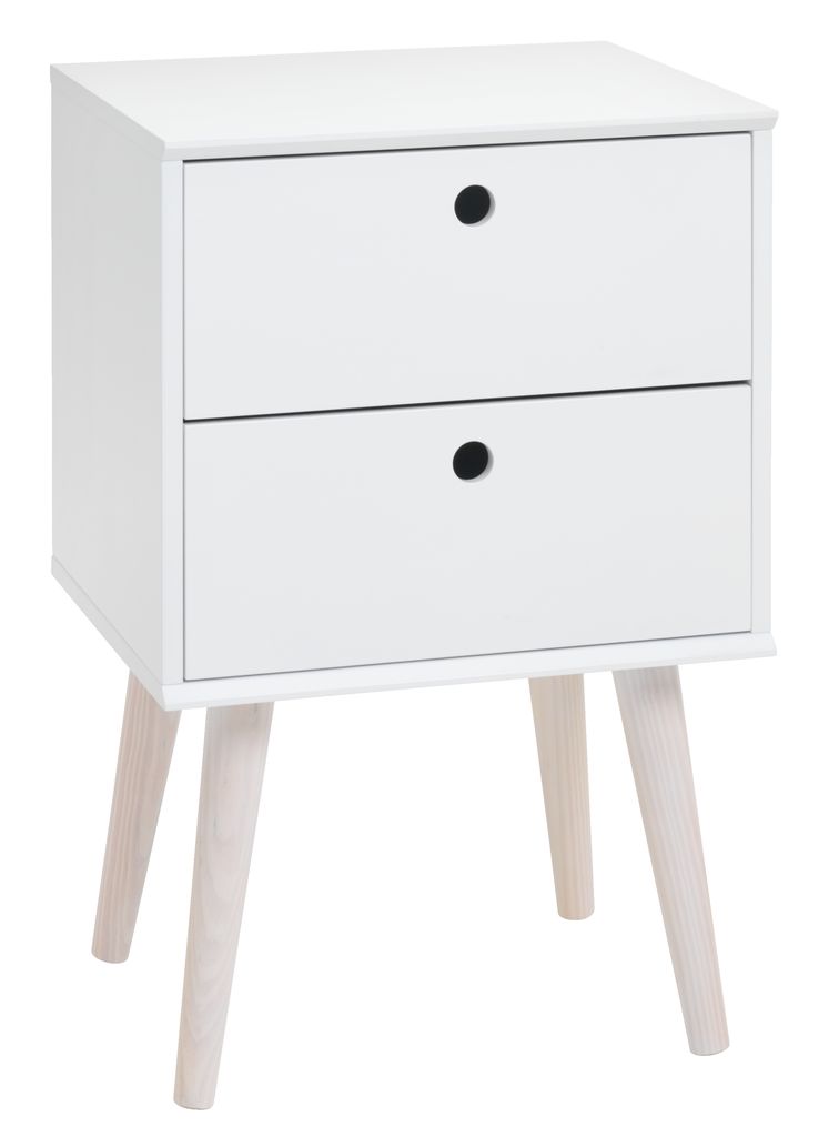 Stella Trading Bedside Table, Wood, White, 28 X 39 X 41 cm