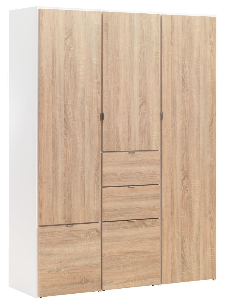 Wardrobe NAUTR   UP 3 doors white/oak | JYSK