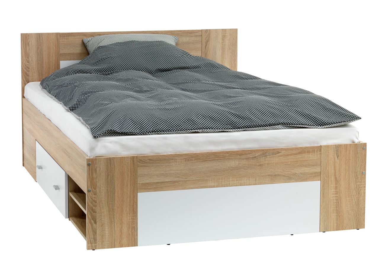 Bed frame FAVRBO 160x200 oak/white JYSK