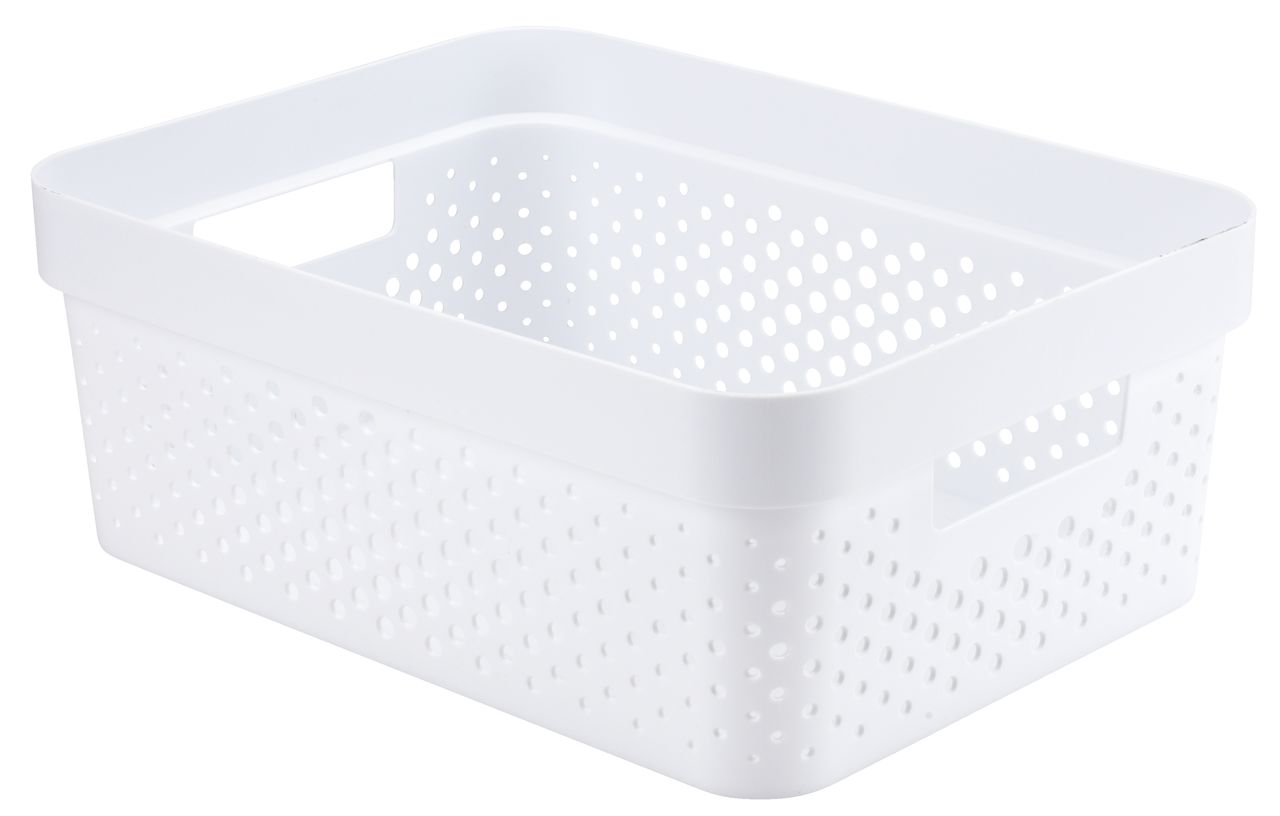 White plastic storage basket 11L