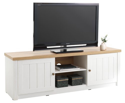 TV bench MARKSKEL white/oak