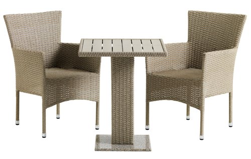 Table THY L60 naturel + 2 chaises AIDT naturel