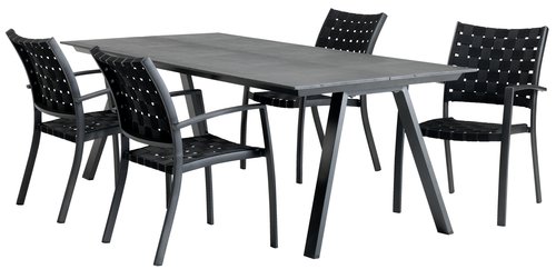 FAUSING L220 Tisch + 4 JEKSEN Stuhl schwarz