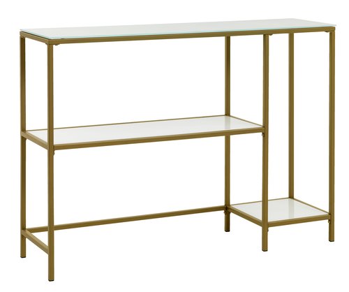 Konzolový stolík PANDRUP 30x110 biela/zlatá