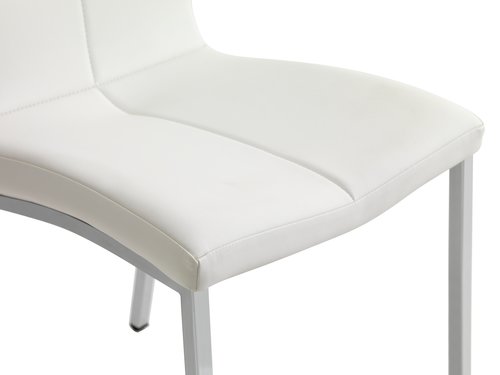 White leather chrome dining outlet chairs