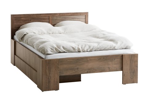 Rama łóżka MANDERUP 140x200 ze spodem żebrowym dąb dziki