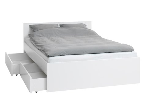 Bed frame LIMFJORDEN DBL 140x200 excl. slats white