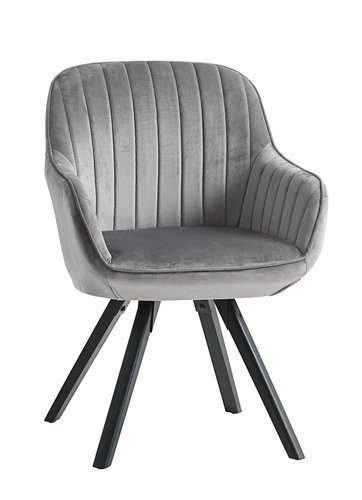 Armchair ONSEVIG velvet grey/black