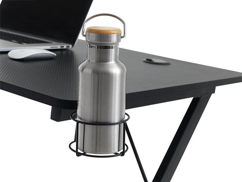 Gaming desk HALSTED 60x120 w/cup+headphone holder black
