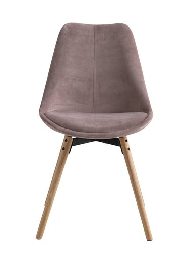 Krzesło KASTRUP aksamit różowy/dąb