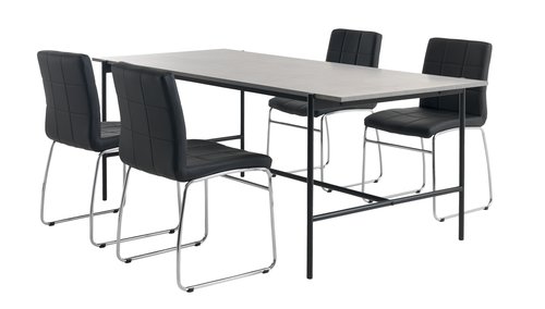 TERSLEV L200 Tisch + 4 HAMMEL Stühle schwarz