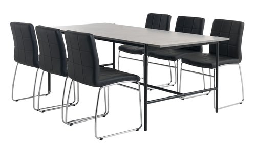 TERSLEV L200 Tisch + 4 HAMMEL Stühle schwarz