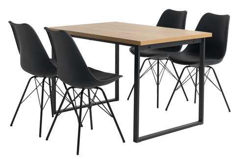 AABENRAA D120 stół dąb + 4 KLARUP krzesła czarny