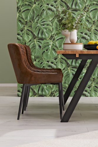 Silla de comedor PEBRINGE marrón envejecido