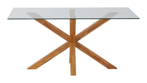 Blagovaonski stol AGERBY 90x160 staklo/hrast