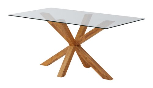 Blagovaonski stol AGERBY 90x160 staklo/hrast
