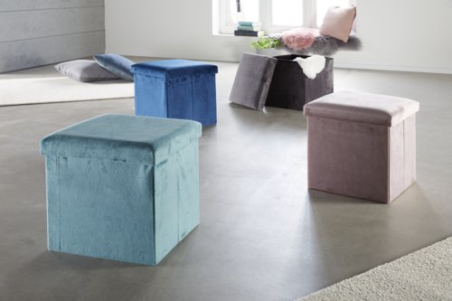 Pouf KALUM 38x38 Samt grau | JYSK