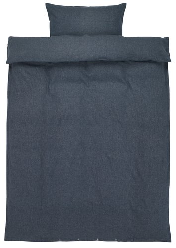 Parure de lit en flanelle RONJA 160x210 bleu jean