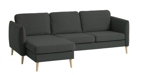 Sofa m/sjeselong AARHUS venstre mørk grå stoff
