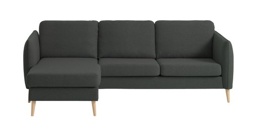 Sofa m/sjeselong AARHUS venstre mørk grå stoff