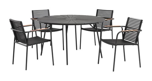 RANGSTRUP Ø130 Tisch + 4 NABE Stuhl schwarz