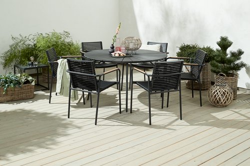 RANGSTRUP Ø130 τραπέζι + 4 NABE καρέκλες μαύρο