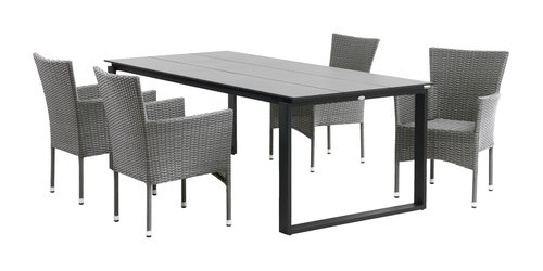 KOPERVIK P215 harmaa pöytä + 4 AIDT tuoli harmaa