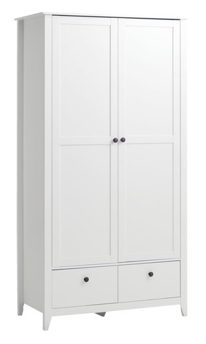 Szafa NORDBY 105x200 2 drzwi 2 szuflady biały