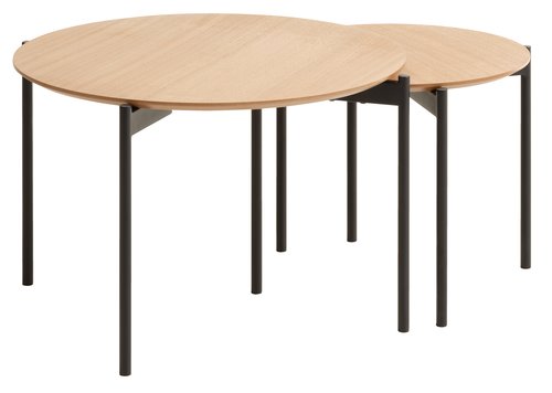 Tavolini sovrapponibili BRABRAND Ø70/50 naturale/nero 2 pz